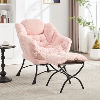 Lounge Accent Chair with Ottoman, Ergonomic Soft PP Cotton, Side Pocket for Living Room/Bedroom