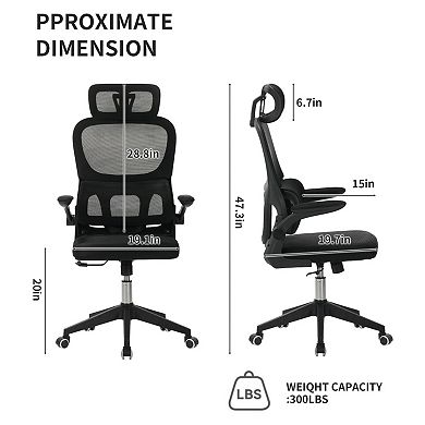 High Back Ergonomic Office Chair, Tall Mesh Chair with 3D Headrest & Lumbar Support for Home Office