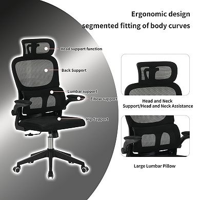 High Back Ergonomic Office Chair, Tall Mesh Chair with 3D Headrest & Lumbar Support for Home Office