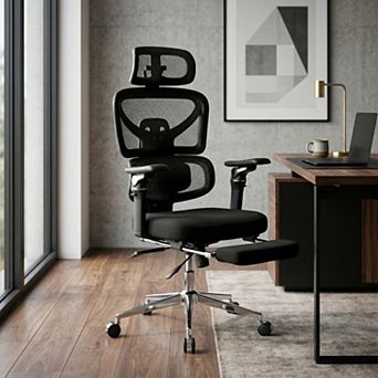 Ergonomic Mesh Office Chair, Adjustable Backrest, 6D Armrests & 3D Lumbar Support for Office Study