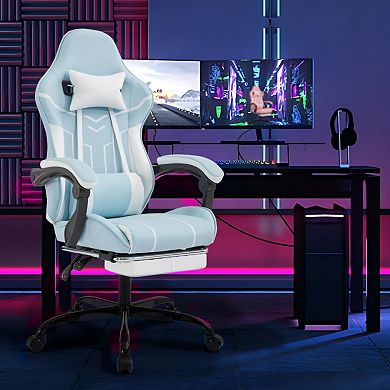 Ergonomic Gaming Office Chair with Lumbar Support, Adjustable Backrest & Footrest - 330lb Capacity
