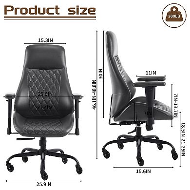 PU Leather Ergonomic Office Chair, Adjustable Height, Lumbar Support, for Home Office Workers