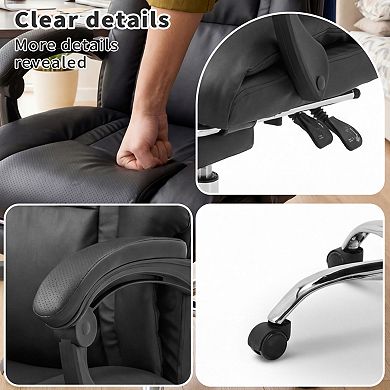 Office Chair, High Back Reclining 135°, 375 lbs Capacity, PU Leather for Home Office