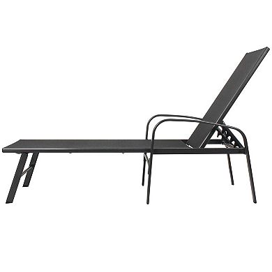 Clihome 2-Piece Adjustable Metal Outdoor Patio Chaise Lounge with Lumbar Pillow