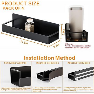 Adhesive Wall-Mounted Spice Rack Shelf for Cabinet and Pantry 4 pack
