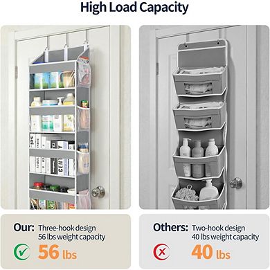 Over Door Hanging Organizer with 5 Large and 10 Side Pockets set of 2