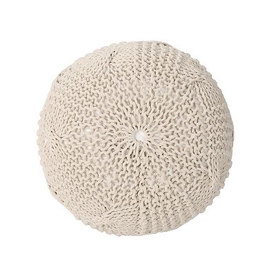 GOODSILO Knitted Cotton Round Pouf Ottoman Floor Cushion Stylish Home Accent