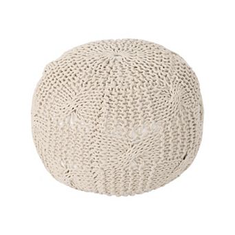 GOODSILO Knitted Cotton Round Pouf Ottoman Floor Cushion Stylish Home Accent