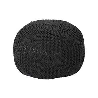GOODSILO Knitted Cotton Round Pouf Ottoman Floor Cushion Stylish Home Accent