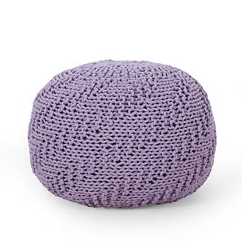 GOODSILO Knitted Cotton Round Pouf Ottoman Floor Cushion Stylish Home Accent