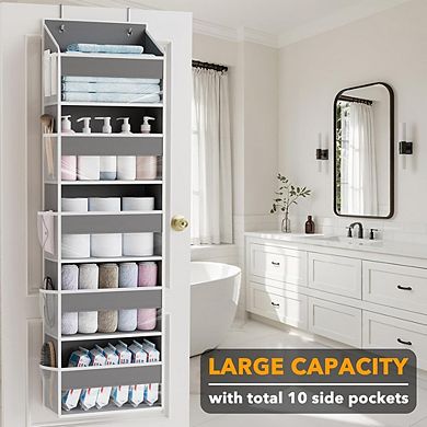 Over Door 5-Layer Organizer with Clear Window and Mesh Pockets