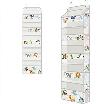 Over Door Animal Alphabet Organizer with 5 Hanging Shelves for Storage set of 2