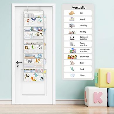 Over Door Animal Alphabet Organizer with 5 Hanging Shelves for Storage set of 2