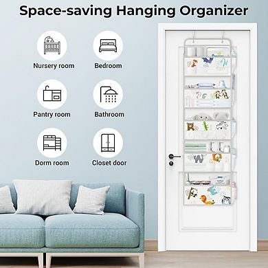 Over Door Animal Alphabet Organizer with 5 Hanging Shelves for Storage set of 2