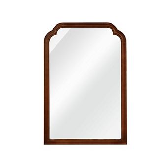 Dark Walnut 20 x 30 in Solid Wood Framed Rounded Corner Bathrrom Wall Mounted Mirror