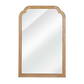 Natural 20 x 30 in Solid Wood Framed Rounded Corner Bathrrom Wall Mounted Mirror