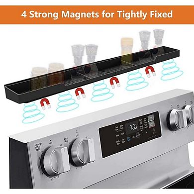 30-Inch Silicone Magnetic Stove Shelf Spice Rack Organizer, 3 Sections