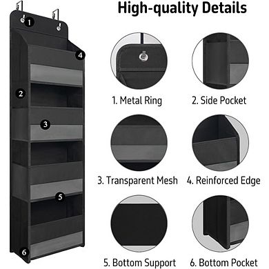 Over Door Hanging Organizer with 4 Large Pockets for Storage set of 2