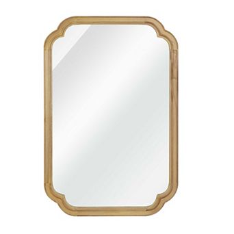 Natural 24 x 36 in Solid Wood Framed Rounded Corner Bathrrom Wall Mounted Mirror
