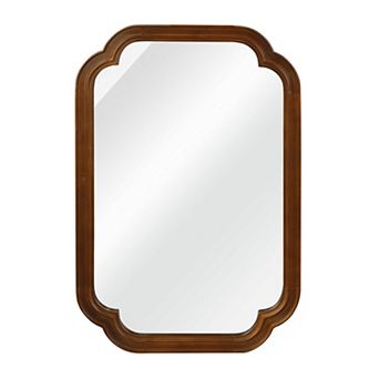 Dark Walnut 24 x 36 in Solid Wood Framed Rounded Corner Bathrrom Wall Mounted Mirror