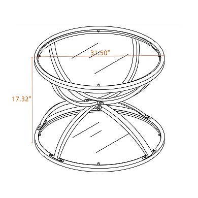 GOODSILO 2-Tier Modern Round Glass Coffee Table for Living Room Bedroom Office