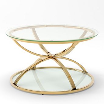 GOODSILO 2 tier Modern Round Glass Coffee Table for Living Room Bedroom Office