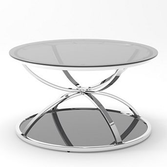 GOODSILO 2 tier Modern Round Glass Coffee Table for Living Room Bedroom Office