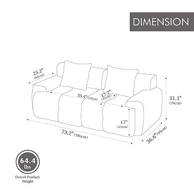 GOODSILO 73 Inch Modern Modular Convertible Loveseat with 2 Throw Pillows