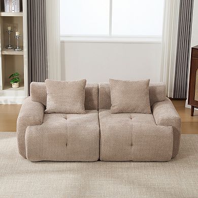 GOODSILO 73 Inch Modern Modular Convertible Loveseat with 2 Throw Pillows