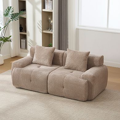 GOODSILO 73 Inch Modern Modular Convertible Loveseat with 2 Throw Pillows