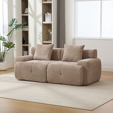 GOODSILO 73 Inch Modern Modular Convertible Loveseat with 2 Throw Pillows