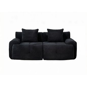 GOODSILO 73 Inch Modern Modular Convertible Loveseat with 2 Throw Pillows