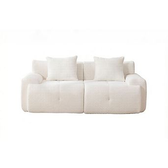 GOODSILO 73 Inch Modern Modular Convertible Loveseat with 2 Throw Pillows