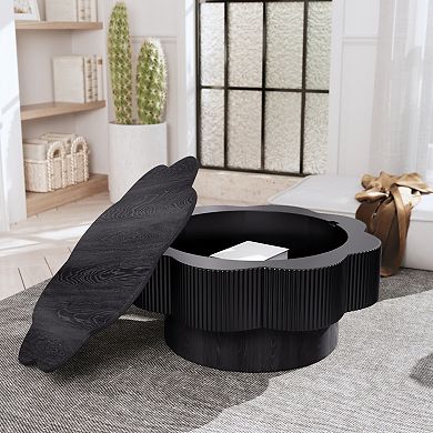 GOODSILO Modern Flower Shaped Coffee Table with Storage, Wood Veneer Top, Easy Assembly