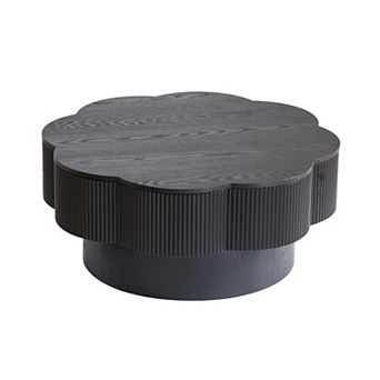 GOODSILO Modern Flower Shaped Coffee Table with Storage, Wood Veneer Top, Easy Assembly