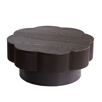 GOODSILO Modern Flower Shaped Coffee Table with Storage, Wood Veneer Top, Easy Assembly