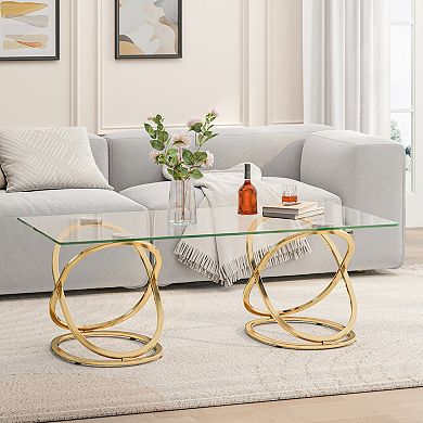 GOODSILO Modern Rectangle Tempered Glass Coffee Table for Home & Office