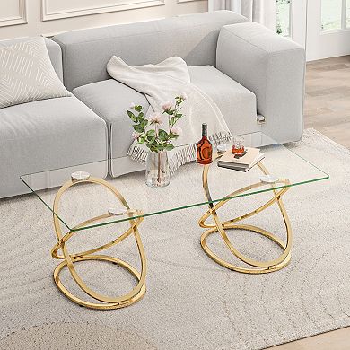 GOODSILO Modern Rectangle Tempered Glass Coffee Table for Home & Office