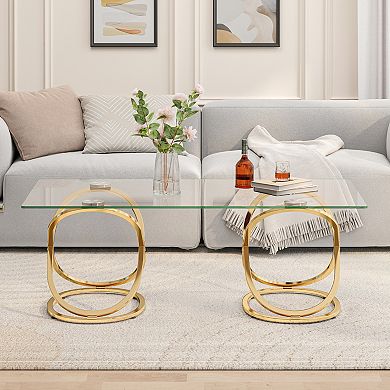 GOODSILO Modern Rectangle Tempered Glass Coffee Table for Home & Office