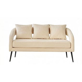 GOODSILO Modern Upholstered Velvet 2-Seater Loveseat with Pillows for Small Spaces