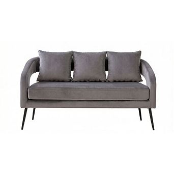 GOODSILO Modern Upholstered Velvet 2-Seater Loveseat with Pillows for Small Spaces
