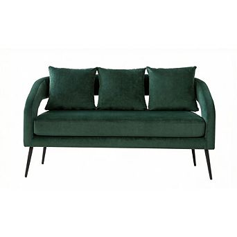 GOODSILO Modern Upholstered Velvet 2-Seater Loveseat with Pillows for Small Spaces