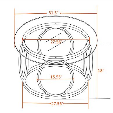 GOODSILO Modern Round Glass Top Coffee Table with Sturdy Metal Frame