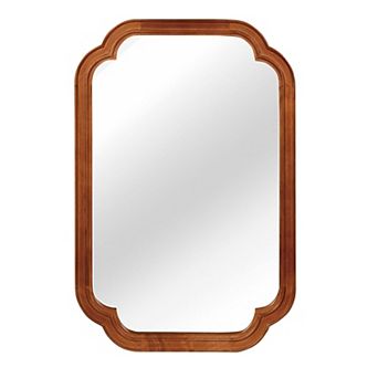 Brown 24 x 36 in Solid Wood Framed Rounded Corner Bathrrom Wall Mounted Mirror