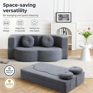 GOODSILO 2-in-1 Folding Twin Sleeper Sofa Bed Convertible Floor Futon Couch