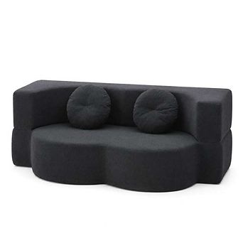 GOODSILO 2-in-1 Folding Twin Sleeper Sofa Bed Convertible Floor Futon Couch