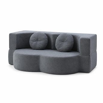 GOODSILO 2-in-1 Folding Twin Sleeper Sofa Bed Convertible Floor Futon Couch