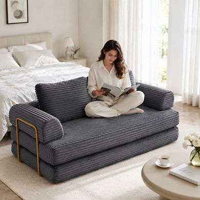 GOODSILO Convertible Folding Floor Sofa Bed Sleeper Futon with Pillows
