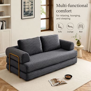 GOODSILO Convertible Folding Floor Sofa Bed Sleeper Futon with Pillows