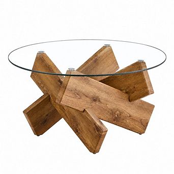 GOODSILO Modern Circular Tempered Glass Coffee Table for Living Spaces